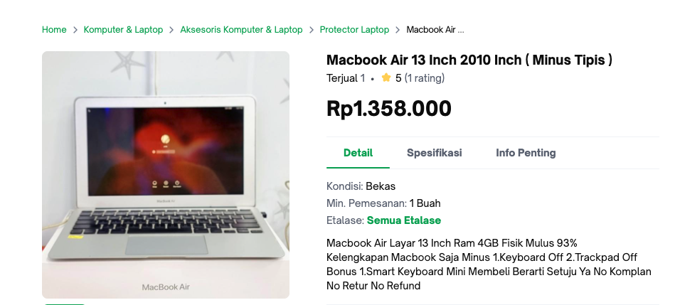 Harga Macbook di pasaran